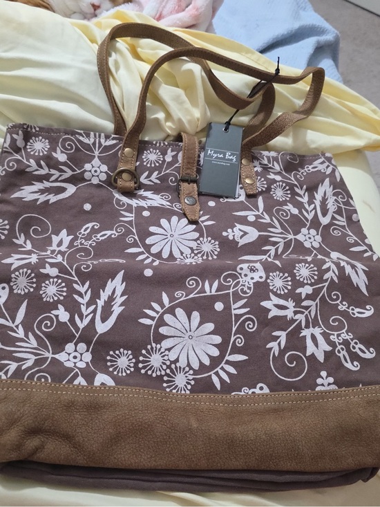 Myra Bag Handbags - Brown Floral Canvas Tote -Myra bag